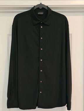 Emporio Armani Men’s Black Long-Sleeve Button-Up Shirt